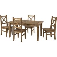 Seconique Salvador Distressed Waxed Pine Dining Set with 4 Dining Chair