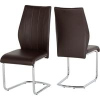 seconique milan brown faux leather with chrome dining chair pair