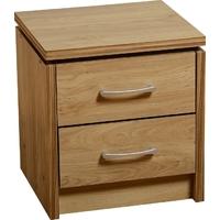 Seconique Charles 2 Drawer Bedside Chest in Oak Effect Veneer with Walnut Trim