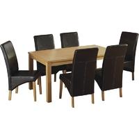 Seconique Belgravia Dining Set in Natural Oak Veneer with Expresso Brown PU Chairs