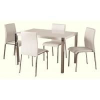 Seconique Charisma White Gloss Chrome 4 Seater Dining Set