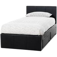 Serene Latino Black Faux Leather Storage Bed - 3ft Single with 2 Drawer