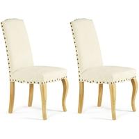 Serene Kensington Pearl Fabric Dining Chair with Oak Legs (Pair)