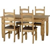 seconique corona mexican waxed pine dining set 4 6 seater extending ta ...