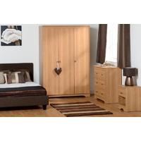 seconique regent teak effect veneer bedroom set 3 door 3 drawer