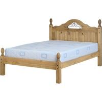 Seconique Corona Mexican Waxed Pine Scroll Bed - 4ft 6in Double Low Foot End