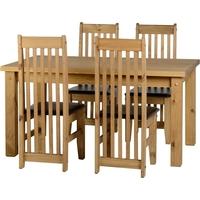 Seconique Tortilla Waxed Pine 4ft 9in Dining Set with 4 Brown Pad Chairs