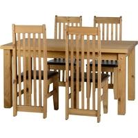 seconique tortilla waxed pine 4ft 9in dining set with 4 brown pad chai ...