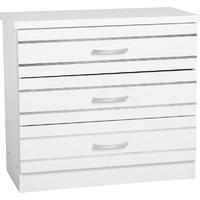 Seconique Jordan 3 Drawer Chest in White with Silver Trim