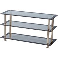 Seconique Harlequin TV Unit in Clear Glass with Black Border and Chrome Legs