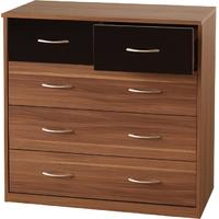 Seconique Hollywood 3 + 2 Drawer Chest in Walnut Veneer and Black Gloss