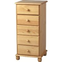Seconique Sol 5 Drawer Chest Narrow in Antique Pine