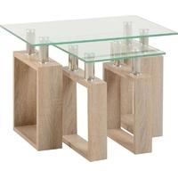 Seconique Milan Sonoma Oak Effect Veneer Clear GlassNest of Table