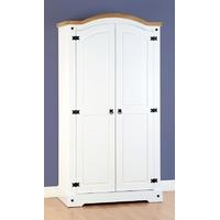 Seconique Corona White Distressed Waxed Pine Wardrobe - 2 Door