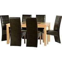 seconique wexford 59in dining set g5 oak veneer with walnut inlay and  ...