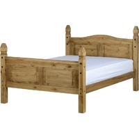 Seconique Corona Distressed Waxed Pine High Foot End Bed - 4ft 6in Double