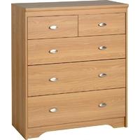 Seconique Regent Teak Effect Veneer Chest of Drawer - 3 + 2 Drawer