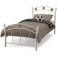 serene soccer white gloss metal bed 3ft single