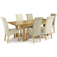 Serene Bromley Oak Dining Set - Extending with 3 Kingston Sage Floral and 3 Cream Floral Chairs