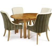 Serene Sutton Oak Dining Set - Round Extending with 4 Richmond Aubergine Pearl Chairs