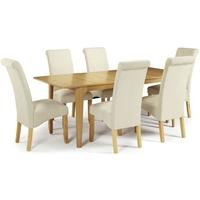 serene wandsworth oak dining set extending with 6 kingston cream plain ...