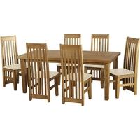 Seconique Tortilla Waxed Pine 6ft Dining Set with 6 Cream Pad Chairs