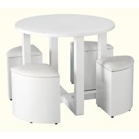 Seconique Charisma White Gloss Stowaway Dining Set
