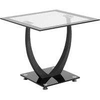 Seconique Henley Lamp Table in Clear Glass with Black Border and Chrome Legs