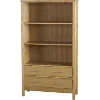 seconique oakleigh 2 drawer bookcase high in natural oak veneer