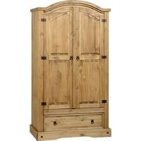 Seconique Corona Mexican Waxed Pine Wardrobe - 2 Door 1 Drawer