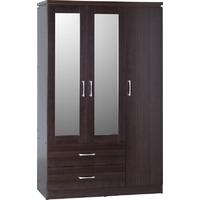 seconique charles walnut effect veneer mirrored wardrobe 3 door 2 draw ...