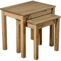 seconique panama natural wax pine nest of 2 tables