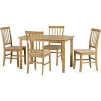 Seconique Selina Natural Oak Dining Set with 4 Chairs