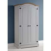 Seconique Corona Grey and Distressed Waxed Pine 2 Door Wardrobe