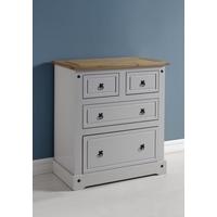 Seconique Corona Grey and Distressed Waxed Pine 2+2 Drawer Chest