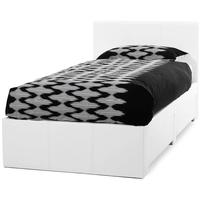 serene latino white faux leather storage bed 3ft single with 2 drawer