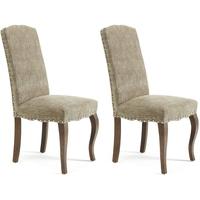 Serene Kensington Bark Fabric Dining Chair with Walnut Legs (Pair)