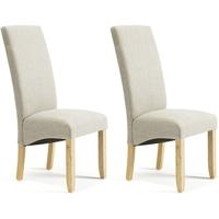 Serene Merton Linen Fabric Dining Chair with Oak Legs (Pair)