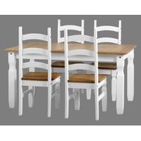 Seconique Corona White and Distressed Waxed Pine 5ft Dining Set