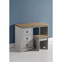 Seconique Corona Grey and Distressed Waxed Pine 3 Drawer Dressing Table