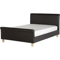 seconique shelby 4ft 6in double sleigh brown faux leather bed