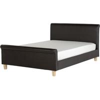 seconique shelby 5ft king size sleigh brown faux leather bed