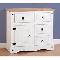 seconique corona 1 door 4 drawer sideboard in white distressed waxed p ...