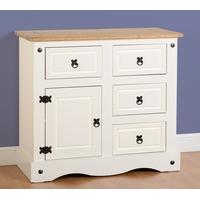 seconique corona 1 door 4 drawer sideboard in cream distressed waxed p ...
