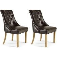 serene hampton brown bonded leather dining chair pair