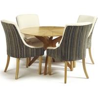 Serene Bexley Oak Dining Set - Round with 4 Richmond Aubergine Pearl Chairs