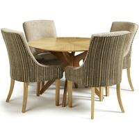 Serene Bexley Oak Dining Set - Round with 4 Richmond Sand Mink Chairs