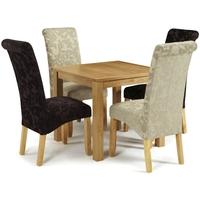 Serene Lambeth Oak Dining Set - Fixed Top with 2 Kingston Aubergine Floral and 2 Sage Floral Chairs