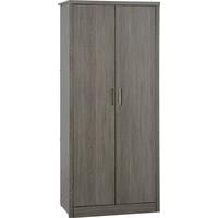 Seconique Lisbon Black Wood Grain 2 Door Wardrobe