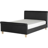 seconique shelby 4ft 6in double sleigh black faux leather bed